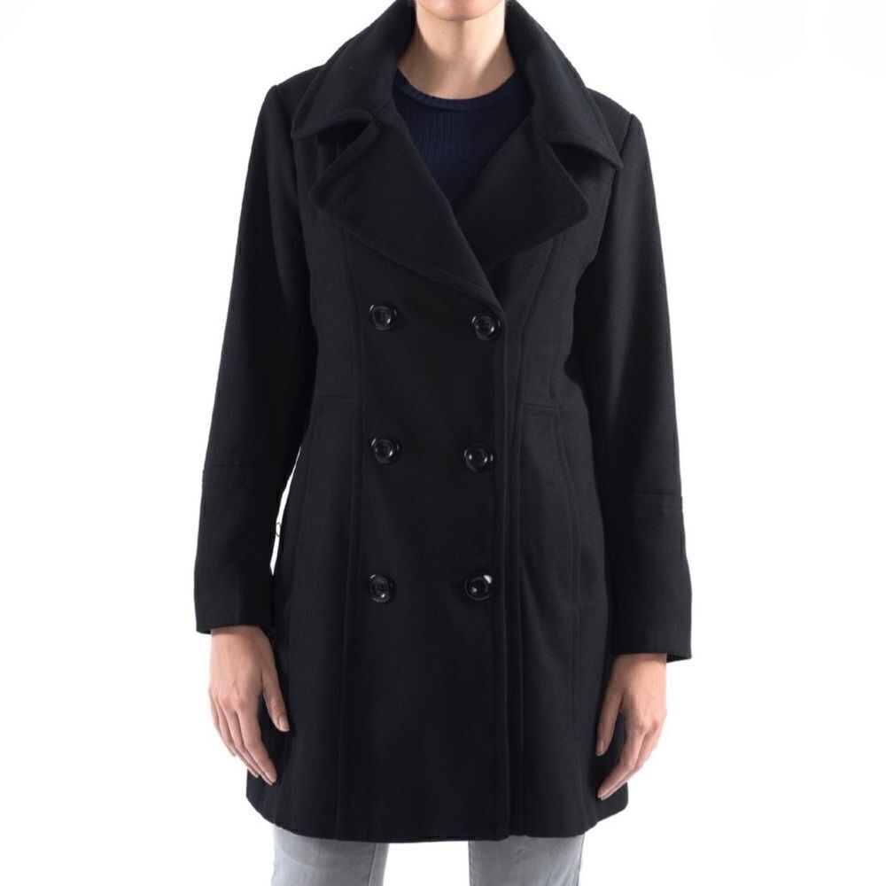 Alpine Swiss Norah Womens Wool Blend Double Breasted Peacoat